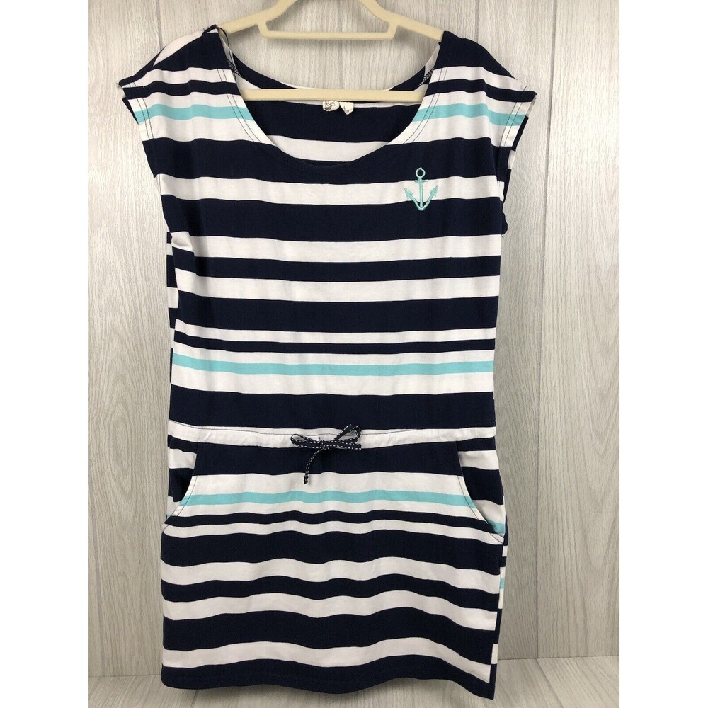Beach By Exist Size Large Sleeveless Dress/Cover Up Nautical Blue White Stripe